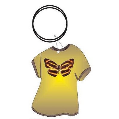 Brown & Yellow Butterfly T Shirt Keychain w/Mirrored Back (4 Square Inch)