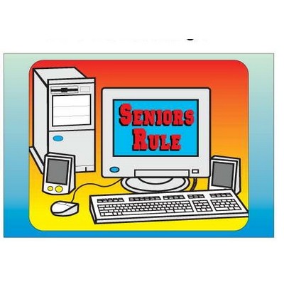 Seniors Rule Computer Rectangle Metal Photo Magnet (2"x3")