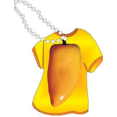 Yellow Chili Pepper T Shirt Key Chain w/ Black Back (4 Square Inch)