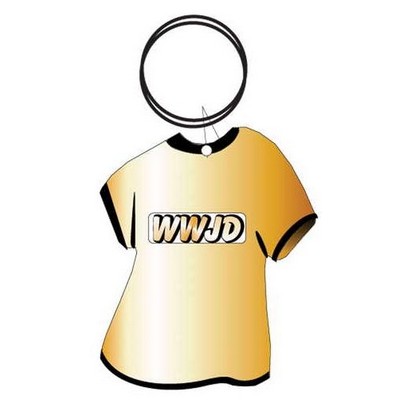 WWJD Executive T Shirt Keychain w/Mirrored Back (4 Square Inch)