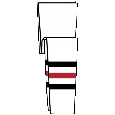 Chicago Pro Series White Home Socks w/Black & Red Stripes
