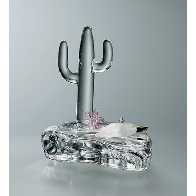 Hand Blown Crystal Cactus/ Skull Figurine