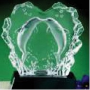 Hand Blown Glass Kissing Dolphins Award