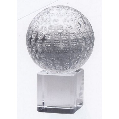 Large Optical Crystal Golf Ball on Cube Base Award