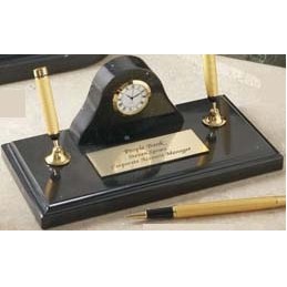 Green Genuine Marble Executive Pen Set w/Clock