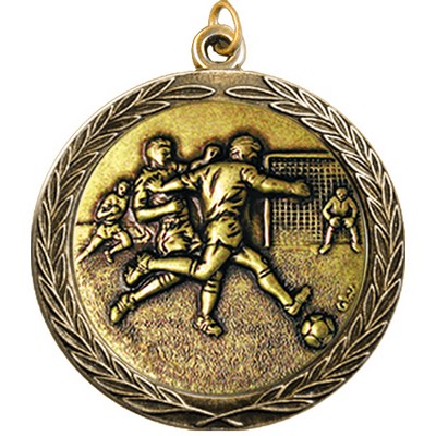 Stock Medal w/ Round Edge & Wreath (Soccer Male) 2 1/2"