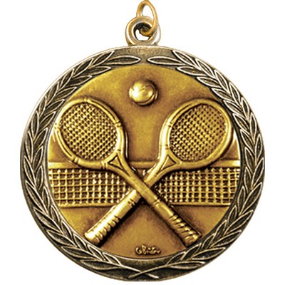Stock Medal w/ Round Edge & Wreath (Tennis) 2 1/2"