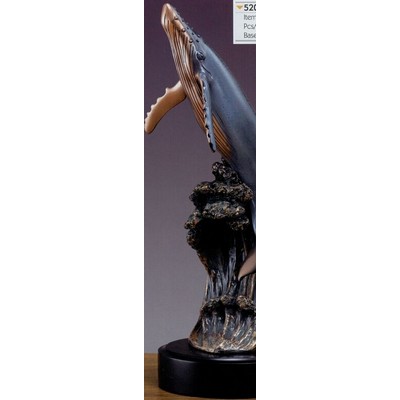 Gray & Gold Humpback Whale Trophy w/Round Base (7"x18")