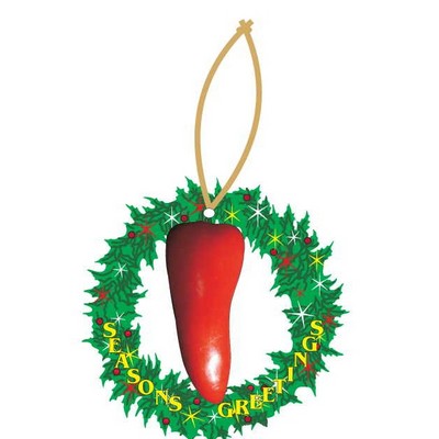 Red Chili Pepper Executive Wreath Ornament w/ Mirrored Back (10 Square Inch)