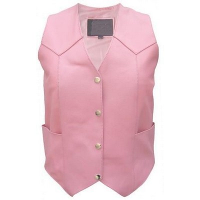 Pink Women's Western Style Leather Vest