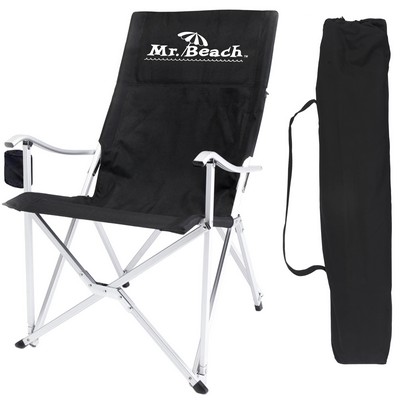 High Back Folding Aluminum Arm Chair w/Carry Bag