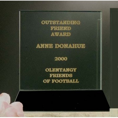 6" Jade Glass Square Award w/Base