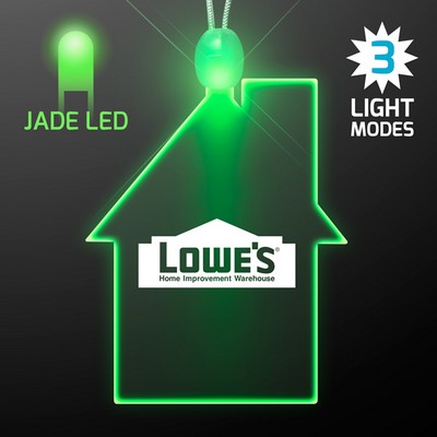 Imprinted House Light Up Necklace with Green LED - PRINTED