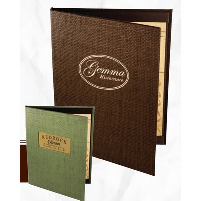 Riviera Grasscloth Quad Panel 6 View Menu Cover (5 1/2"x11" Insert)