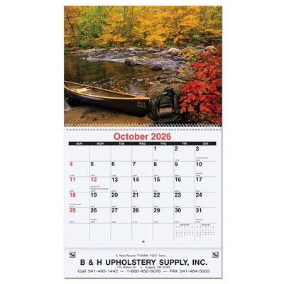 Scenic Water Monthly Wall Calendar w/Coil Binding (10 5/8"x 18 ¼")