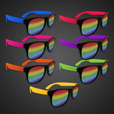 Rainbow Neon Billboard Sunglasses w/White Arms Blank