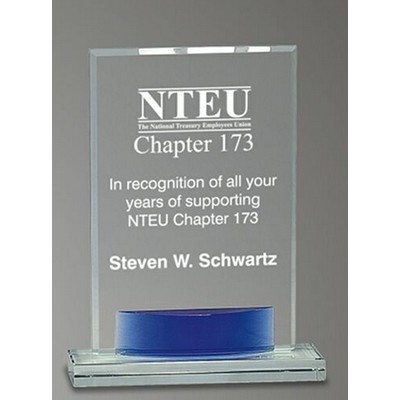 8½" Premium Blue/Clear Rectangle Crystal Award