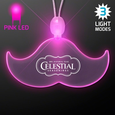 Acrylic Mustache Shape Necklace with Pink LED - PRINTED