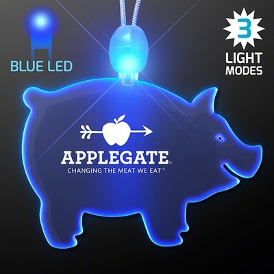 Acrylic Pig Shape Necklace with Blue LED - PRINTED