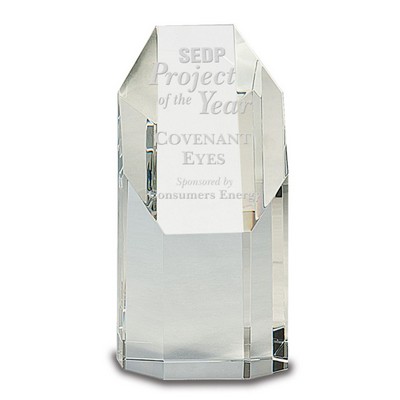 Octagon Tower Optic Crystal Award (3"x 6½")