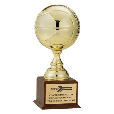 19 ½" H Gold Metal Basketball Trophy w/9" Diameter Ball