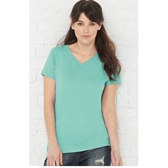 LAT Apparel® Women's Fine Jersey V-Neck Longer Length T-Shirt