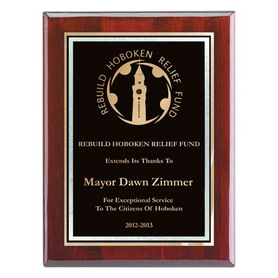 Plaque - 8"x10" Piano Wood Finish Wall Plaque with 6" x 8" Black Florentine Plate (6"x8")