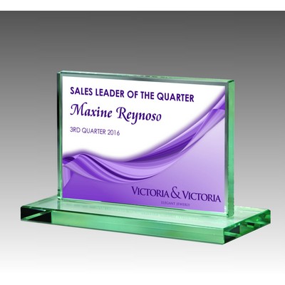 Jade Green Glass Horizontal Rectangle Award (7"x5")