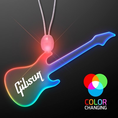 Light Up Acrylic Guitar Necklace with Multicolor LED  - PRINTED