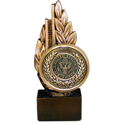 Stock Laurel 9" Trophy with 2" US Air Force Coin and engraving plate