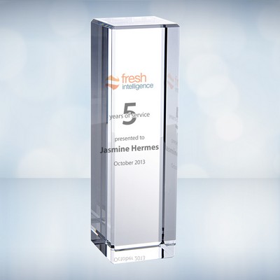 6" Color Imprinted Rectangular Column Optical Crystal Award
