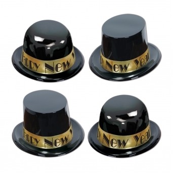 Black & Gold Showtime Toppers & Derbie Hats