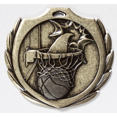 Basketball Burst Medal - 2 1/4" Dia.