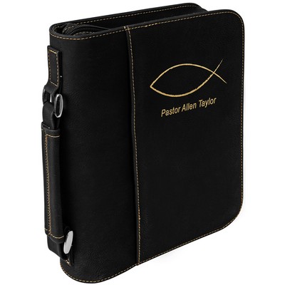 Black/Gold Leatherette Book Cover (7.5" x 10.75")