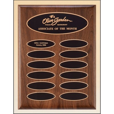 Solid American Walnut Plaque w/12 Elliptical Plates