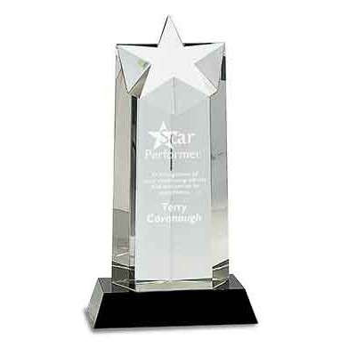 Crystal Rising Star Column Award, 10"H