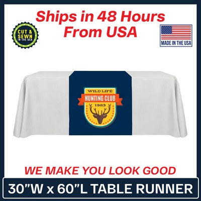 30" x 60" Table Runner Polyester Full Color Dye Sublimation - Made in the USA