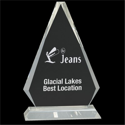 Clear Crystal Triangle Award on Clear Pedestal Base (10¾")
