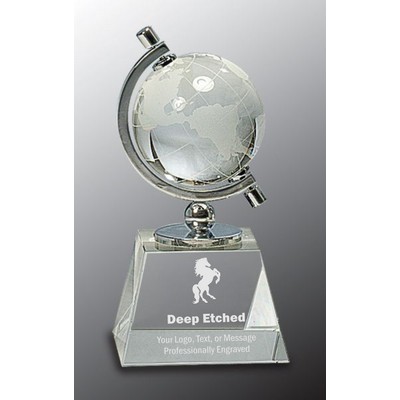 6" Crystal Spinning Globe Award on Clear Base