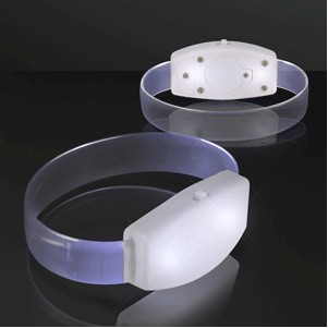 White "Galaxy Glow" LED Wrist Band Bracelets, Patent Pending - BLANK