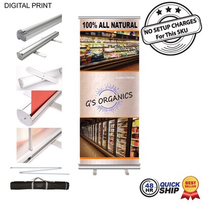 48Hr Quick Ship - Premium Retractable Banner with Graphics, Stand & Bag, (33.5"x79")