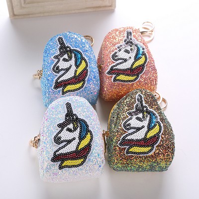 Unicorn Head Pattern Lady Sequins Wallet