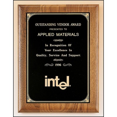 American Walnut Plaque w/Black Brass Plate & Printed Border (7"x 9")