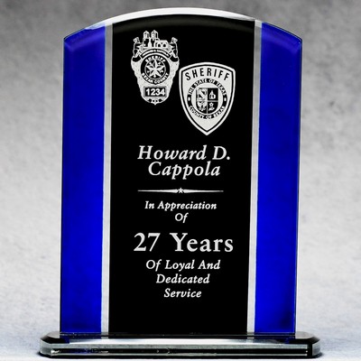 Economy Black And Blue Glass Plaque - 7.75"