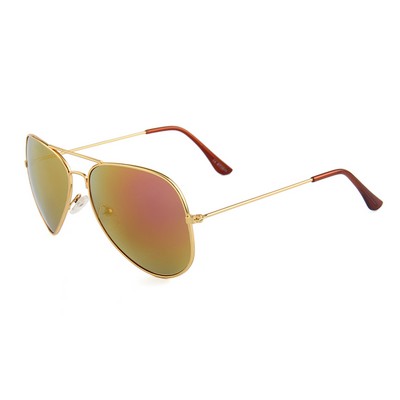 Sunglasses - Red Mirror Lenses - Gold Frames