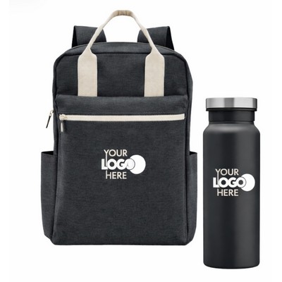 Laptop Backpack & Insulated Water Bottle Gift Set