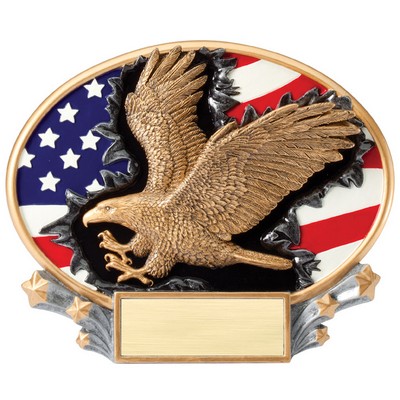 Painted Resin American Eagle Flag Trophy (7 ¼" x 6")