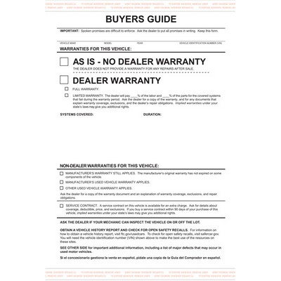 As Is Buyers Guide Forms (Set of 100)