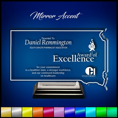 12" South Dakota Clear Acrylic Award with Mirror Accent