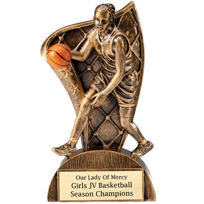 6 ½" Female Basketball Flag Resin Trophy